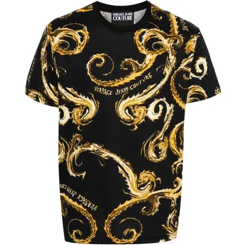 T-Shirt mit All-over-Print und Rundhalsausschnitt , Herren, Größe: S - Versace Jeans Couture - Modalova