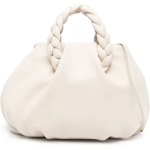 Leather Handbag with Plaited Handle , female, Sizes: ONE SIZE - Hereu - Modalova