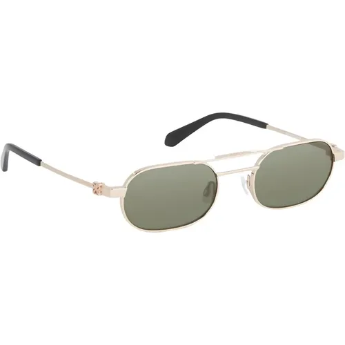 Goldrahmen Grüne Linse Sonnenbrille - Off White - Modalova