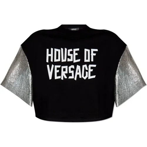 Short oversize t-shirt , female, Sizes: XS, 2XS, S, 3XS - Versace - Modalova