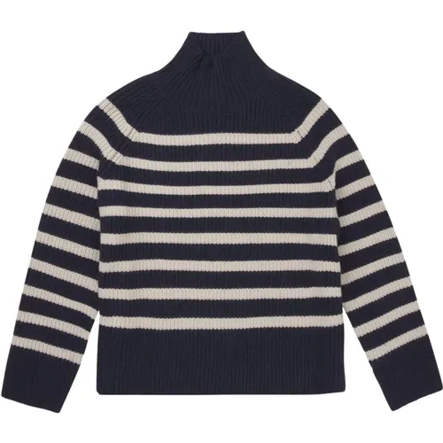 Navy Striped Knit with High Neck , female, Sizes: M, S, L, 2XL, XS, XL - Munthe - Modalova