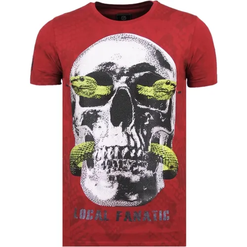 Skull Snake Rhinestones - Herren T-Shirt - 6326B , Herren, Größe: M - Local Fanatic - Modalova