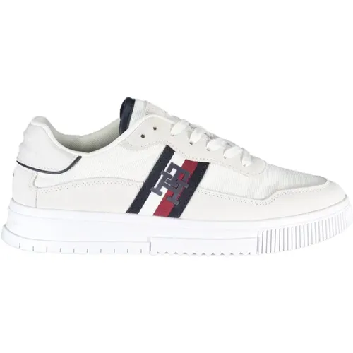 Sportliche weiße Schnürsneaker mit Logo , Herren, Größe: 40 EU - Tommy Hilfiger - Modalova