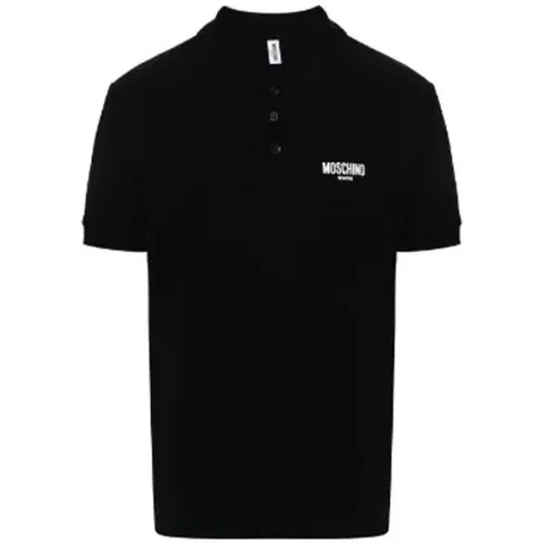 Schwarzes Logo-besticktes Poloshirt - Moschino - Modalova