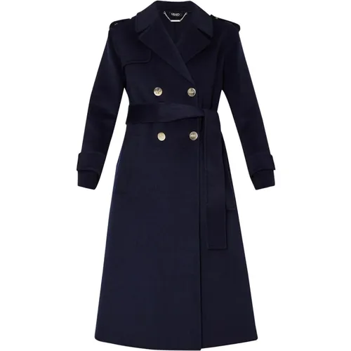 Navy Wool Coat , female, Sizes: S - Liu Jo - Modalova