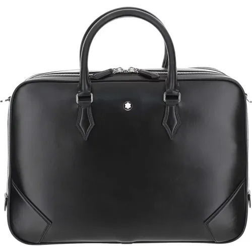 Leder Laptop Tasche Doppelreißverschluss - Montblanc - Modalova