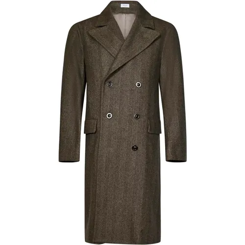 Beige Herringbone Wool Cashmere Coat , male, Sizes: L, 2XL, 3XL, S, XL - Boglioli - Modalova