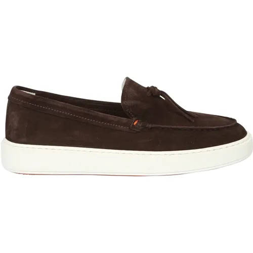 Suede Slip-On Flats , male, Sizes: 10 1/2 UK, 11 UK - Santoni - Modalova