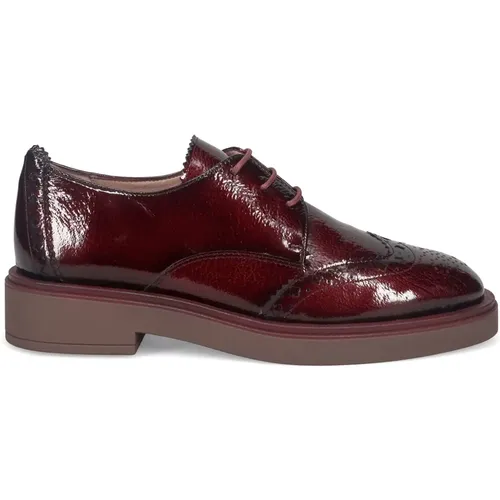 Burgundy Lace-Up Flat Shoes , female, Sizes: 6 UK, 5 UK, 4 UK, 3 UK, 7 UK - Hispanitas - Modalova