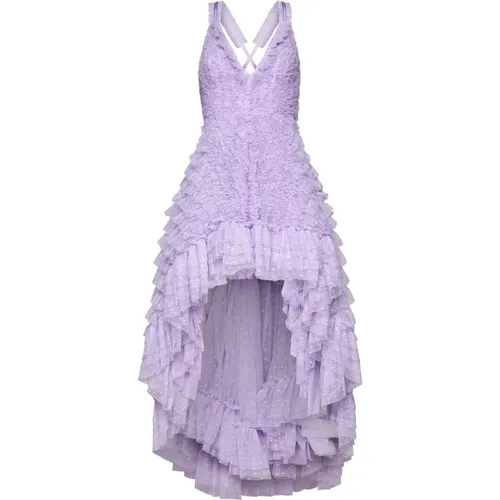 Ruffled V-Neck Tulle Dress , female, Sizes: M - Needle & Thread - Modalova