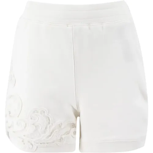 Weiße Shorts mit Spitzenbesatz , Damen, Größe: S - Ermanno Scervino - Modalova