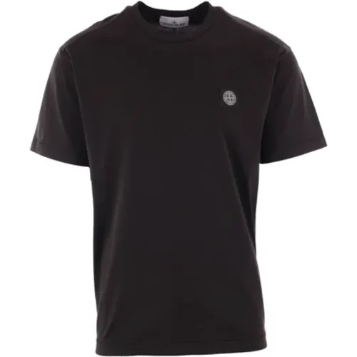 Schwarzes Baumwoll-Jersey-Logo-T-Shirt , Herren, Größe: XL - Stone Island - Modalova