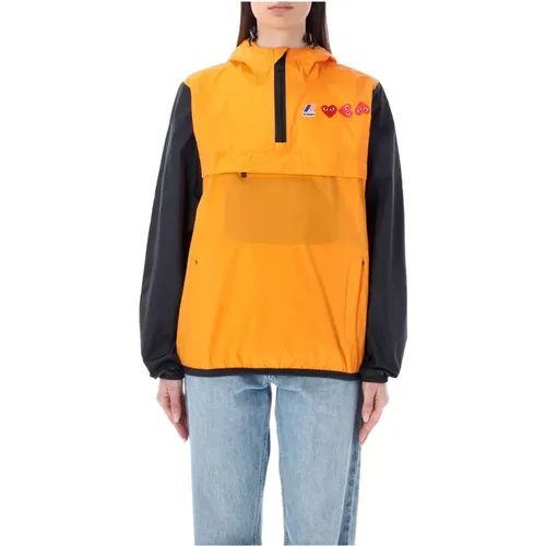 Bicolor Waterproof Hooded Jacket Black , female, Sizes: M, XS, L, XL - Comme des Garçons - Modalova
