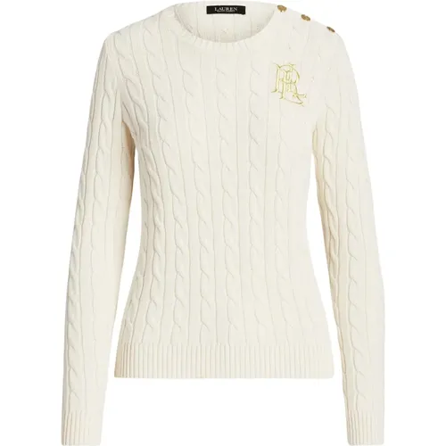 Cotton Sweater with Braids and Buttons , female, Sizes: L, M, XL - Ralph Lauren - Modalova