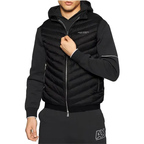 Schwarzer Pullover Trendy Minimalistisches Logo , Herren, Größe: M - Armani Exchange - Modalova