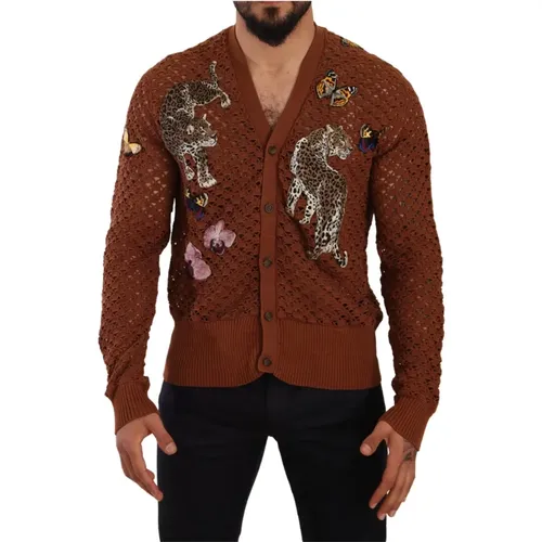 Leopard Butterfly Cardigan Sweater - Dolce & Gabbana - Modalova