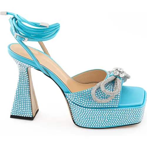 Crystal Platform Sandals with Double Bow , female, Sizes: 5 UK - Mach & Mach - Modalova