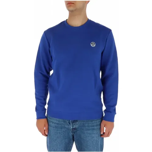 Blauer Langarm Rundhals Sweatshirt , Herren, Größe: S - North Sails - Modalova