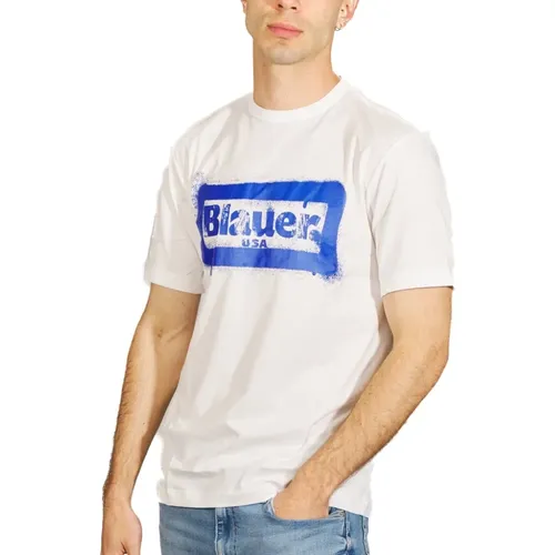 Herren Kurzarm T-Shirt , Herren, Größe: L - Blauer - Modalova