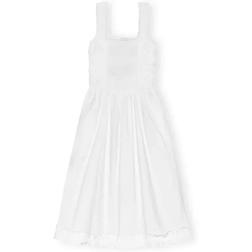 Poplin Midi Strap Kleid , Damen, Größe: L - Ganni - Modalova