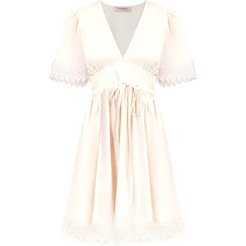 Parchment Lace Cotton Dress , female, Sizes: M, S, XS - Twinset - Modalova