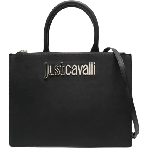 Stylish Faux Leather Handbag with Metal Logo , female, Sizes: ONE SIZE - Just Cavalli - Modalova
