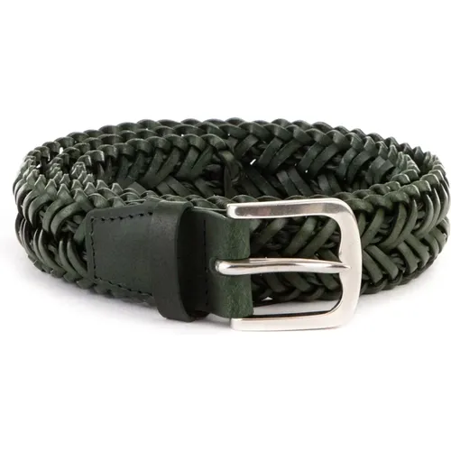 Braided Leather Belt with Silver English Buckle , male, Sizes: 90 CM - Orciani - Modalova