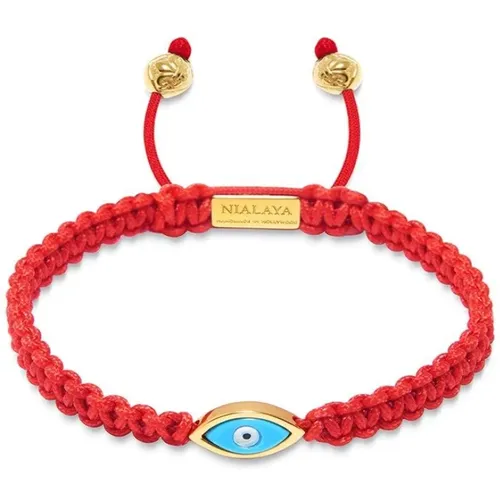 Rotes Schnur Böses Auge Armband , Herren, Größe: L - Nialaya - Modalova