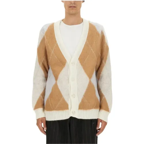 Luxuriöser V-Ausschnitt Mohair Cardigan , Herren, Größe: L - FAMILY FIRST - Modalova