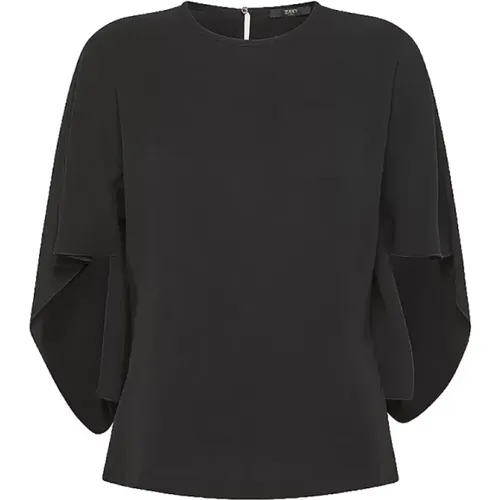 Schwarze Crepe Bluse mit Asymmetrischen Ärmeln , Damen, Größe: M - Seventy - Modalova