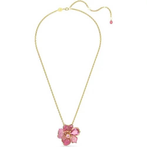 Florere Pendant and Brooch with Pavé Crystals, Flower, Pink, Gold Alloy Layer , female, Sizes: ONE SIZE - Swarovski - Modalova