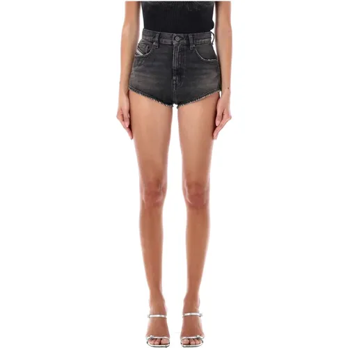 High-Waisted Vintage Wash Denim Shorts , female, Sizes: W26, W27 - Diesel - Modalova
