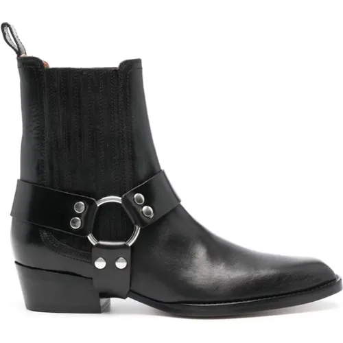 Schwarze Leder Westernstiefel , Damen, Größe: 36 EU - Paris Texas - Modalova