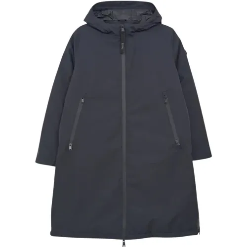 Blauer wasserdichter Trenchcoat mit Kapuze , Damen, Größe: M - Tantä - Modalova