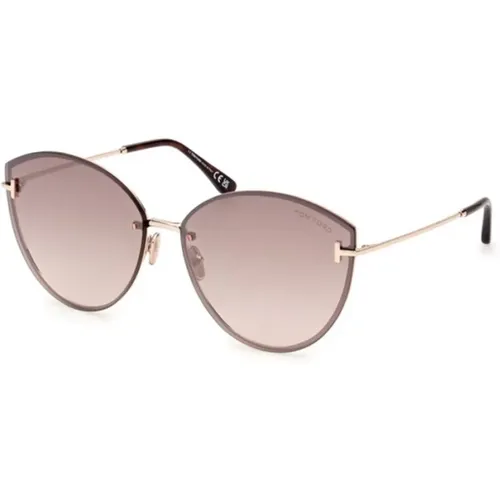 Shiny Rose Gold Brown Mirror Sunglasses , unisex, Sizes: 63 MM - Tom Ford - Modalova