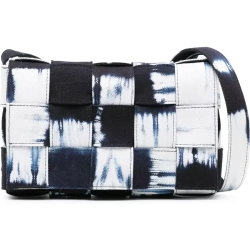 Navy/White/Silver Cassette Schultertasche,Shoulder Bags - Bottega Veneta - Modalova