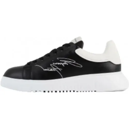 Schwarze Ledersneakers X4X264Xm - Emporio Armani - Modalova