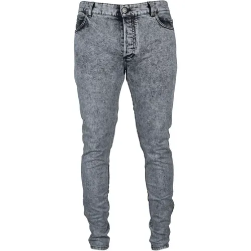 Graue Jeans mit Logo-Detail , Herren, Größe: W31 - Balmain - Modalova