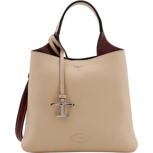 Leather Handbag with Removable T-Timeless Hang-Tag , female, Sizes: ONE SIZE - TOD'S - Modalova