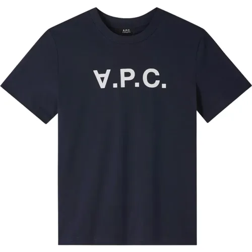 Navy Cotton T-shirt with V.p.c. Logo , male, Sizes: S, L, XS, M, XL - A.p.c. - Modalova