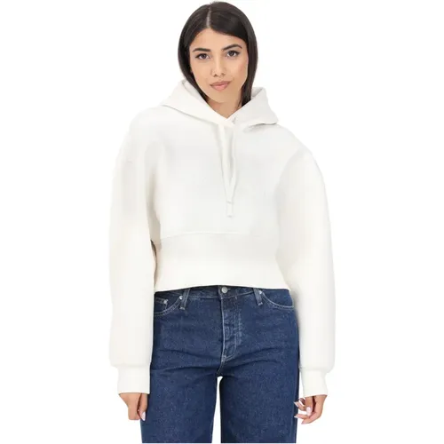 Weiße Kapuzenpullover Casual Herbst Winter , Damen, Größe: XS - Calvin Klein Jeans - Modalova