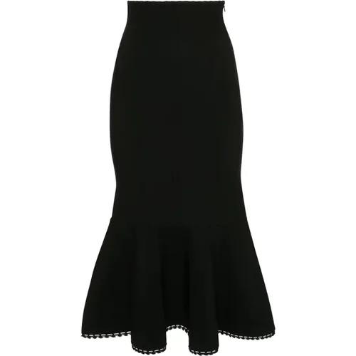 Flared Scalloped Trim Skirt , female, Sizes: S, 2XS - Victoria Beckham - Modalova