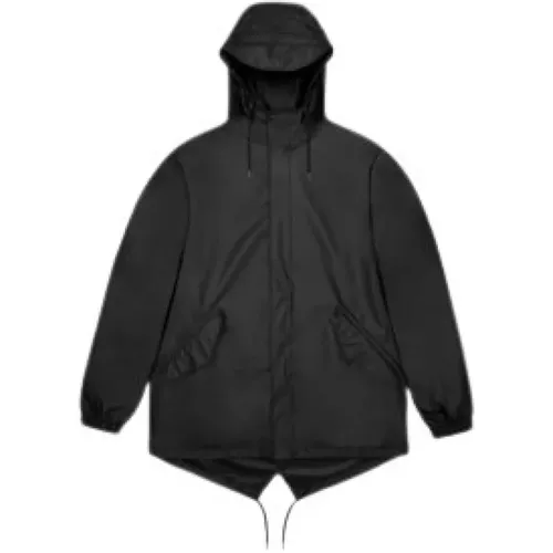 Wasserdichte Fishtail Jacke mit Kapuze , Herren, Größe: M - Rains - Modalova