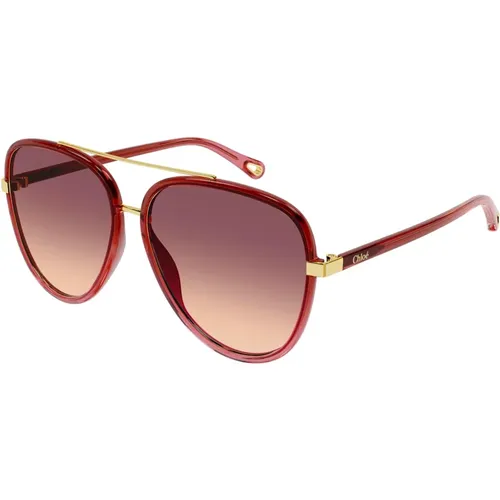 Rote Shaded Sonnenbrille,Sonnenbrille - Chloé - Modalova