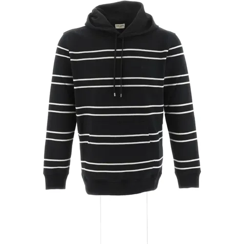 Stripes Logo Hoodie , Herren, Größe: M - Saint Laurent - Modalova