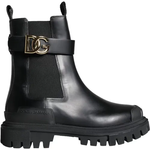 Leather Combat Boots , female, Sizes: 6 UK - Dolce & Gabbana - Modalova