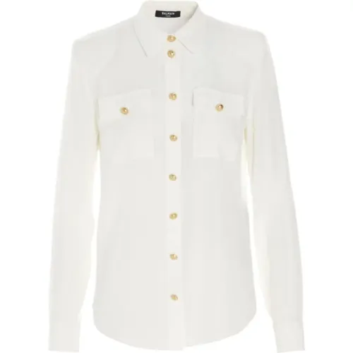 Silk Buttoned Shirt , female, Sizes: L, S - Balmain - Modalova