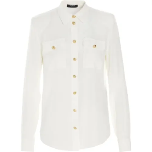 Silk Buttoned Shirt , female, Sizes: L, S, M, XS - Balmain - Modalova