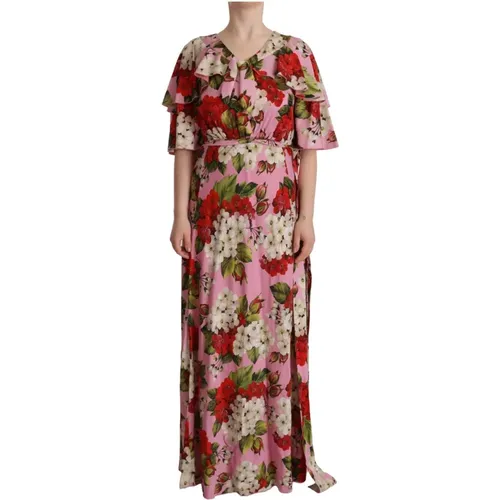 Maxikleid mit Multicolor Blumenmuster - Dolce & Gabbana - Modalova