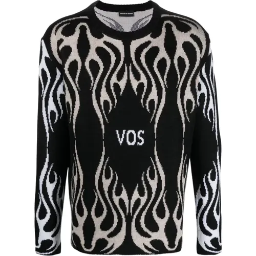 Jacquard Sweater With Logo And Flames , male, Sizes: XL - Vision OF Super - Modalova